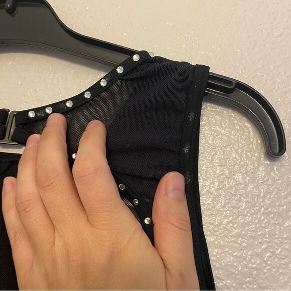 WEISSMAN Dance Costume black mesh leotard Crystal rhinestone semi custom SA - Picture 10 of 15